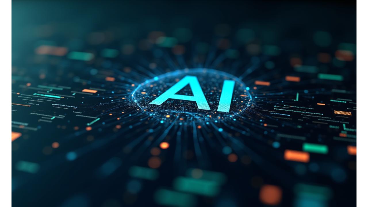 Futuristic AI interface assessing creditworthiness with glowing data streams, depicting speed and innovation.